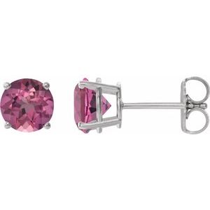Platinum 6 mm Natural Pink Tourmaline Stud Earrings 1874:70378:P