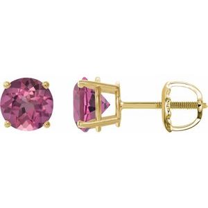 14K Yellow 6 mm Natural Pink Tourmaline Stud Earrings 1874:70630:P