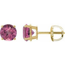 14K Yellow 6 mm Natural Pink Tourmaline Stud Earrings 1874:70630:P