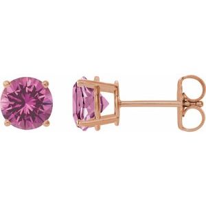 14K Rose 8 mm Lab-Grown Pink Sapphire Stud Earrings 1874:70502:P