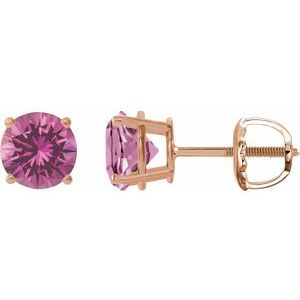 14K Rose 8 mm Lab-Grown Pink Sapphire Stud Earrings 1874:70772:P