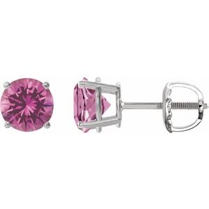 Sterling Silver 7 mm Lab-Grown Pink Sapphire Stud Earrings 1874:70756:P