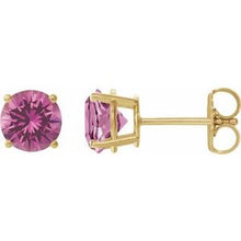 14K Yellow 8 mm Lab-Grown Pink Sapphire Stud Earrings 1874:70538:P
