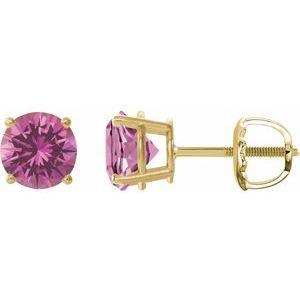 14K Yellow 8 mm Lab-Grown Pink Sapphire Stud Earrings 1874:70808:P