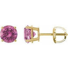 14K Yellow 7 mm Lab-Grown Pink Sapphire Stud Earrings 1874:70720:P