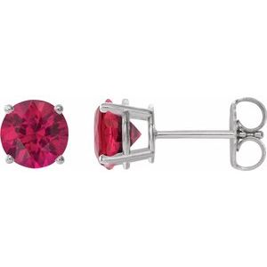 14K White 6 mm Lab-Grown Ruby Stud Earrings 1874:70330:P