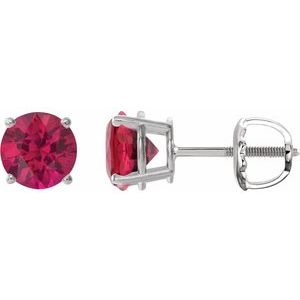 Platinum 7 mm Lab-Grown Ruby Stud Earrings 1874:70725:P