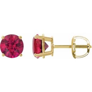 14K Yellow 7 mm Lab-Grown Ruby Stud Earrings 1874:70707:P