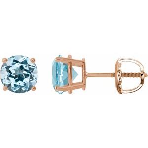 14K Rose 7 mm Natural Sky Blue Topaz Stud Earrings 1874:70680:P