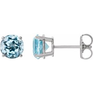 Sterling Silver 6 mm Natural Sky Blue Topaz Stud Earrings 1874:70397:P