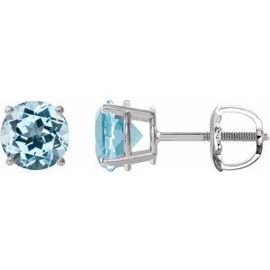 14K White 7 mm Natural Sky Blue Topaz Stud Earrings 1874:70698:P