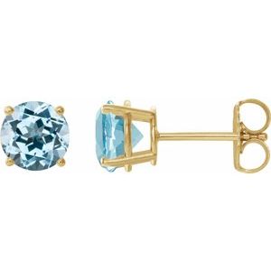 14K Yellow 8 mm Natural Sky Blue Topaz Stud Earrings 1874:70535:P