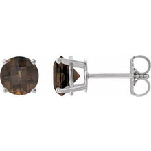 Sterling Silver 8 mm Natural Smoky Quartz Stud Earrings 1874:70572:P