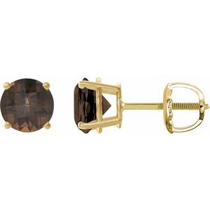 14K Yellow 7 mm Natural Smoky Quartz Stud Earrings 1874:70717:P
