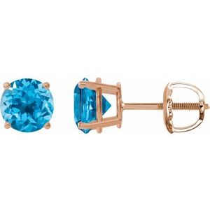 14K Rose 8 mm Natural Swiss Blue Topaz Stud Earrings 1874:70771:P