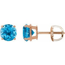 14K Rose 7 mm Natural Swiss Blue Topaz Stud Earrings 1874:70682:P