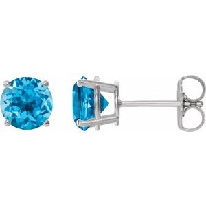 Platinum 8 mm Natural Swiss Blue Topaz Stud Earrings 1874:70555:P