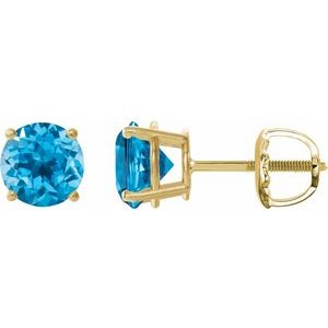 14K Yellow 7 mm Natural Swiss Blue Topaz Stud Earrings 1874:70718:P