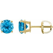 14K Yellow 7 mm Natural Swiss Blue Topaz Stud Earrings 1874:70718:P