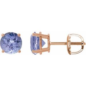 14K Rose 7 mm Natural Tanzanite Stud Earrings 1874:70683:P