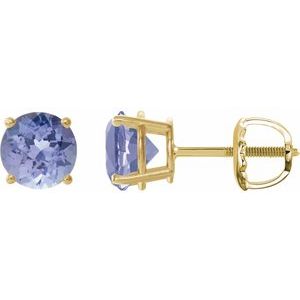 14K Yellow 7 mm Natural Tanzanite Stud Earrings 1874:70719:P