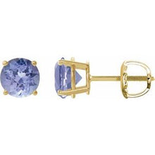 14K Yellow 7 mm Natural Tanzanite Stud Earrings 1874:70719:P