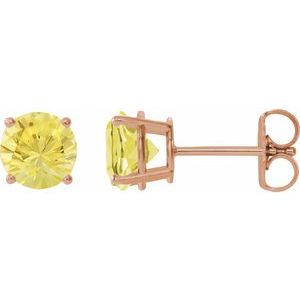 14K Rose 8 mm Lab-Grown Yellow Sapphire Stud Earrings 1874:70503:P