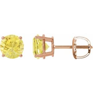 14K Rose 8 mm Lab-Grown Yellow Sapphire Stud Earrings 1874:70773:P