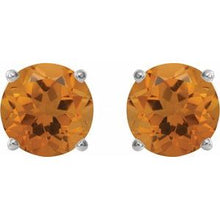 Platinum 8 mm Natural Citrine Stud Earrings 1874:70819:P