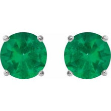 Sterling Silver 8 mm Lab-Grown Emerald Stud Earrings 1874:70562:P