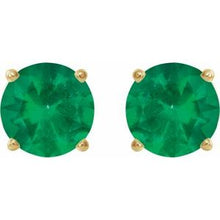 14K Yellow 6 mm Lab-Grown Emerald Stud Earrings 1874:70616:P