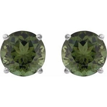 14K White 6 mm Natural Green Tourmaline Stud Earrings 1874:70607:P
