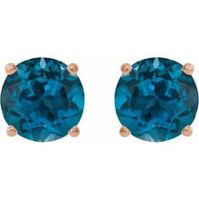 14K Rose 7 mm Natural London Blue Topaz Stud Earrings 1874:70676:P