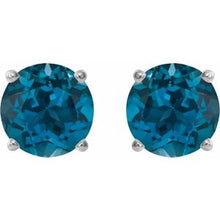 Sterling Silver 7 mm Natural London Blue Topaz Stud Earrings 1874:70748:P