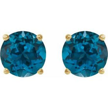 14K Yellow 8 mm Natural London Blue Topaz Stud Earrings 1874:70802:P