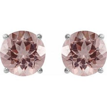 14K White 7 mm Natural Pink Morganite Stud Earrings 1874:70697:P