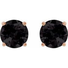 14K Rose 6 mm Natural Black Onyx Stud Earrings 1874:70585:P