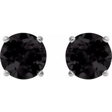 14K White 8 mm Natural Black Onyx Stud Earrings 1874:70782:P
