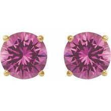 14K Yellow 7 mm Lab-Grown Pink Sapphire Stud Earrings 1874:70720:P