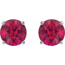 14K White 5 mm Natural Ruby Stud Earrings 1874:70005:P
