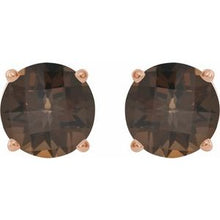 14K Rose 7 mm Natural Smoky Quartz Stud Earrings 1874:70411:P