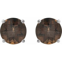 Platinum 7 mm Natural Smoky Quartz Stud Earrings 1874:70735:P