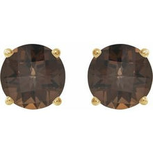 14K Yellow 8 mm Natural Smoky Quartz Stud Earrings 1874:70536:P