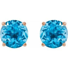 14K Rose 8 mm Natural Swiss Blue Topaz Stud Earrings 1874:70501:P