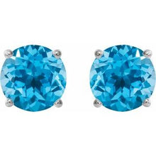 14K White 8 mm Natural Swiss Blue Topaz Stud Earrings 1874:70519:P