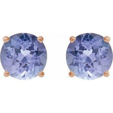 14K Rose 7 mm Natural Tanzanite Stud Earrings 1874:70683:P