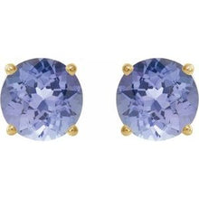 14K Yellow 7 mm Natural Tanzanite Stud Earrings 1874:70719:P