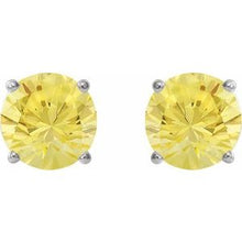 14K White 8 mm Lab-Grown Yellow Sapphire Stud Earrings 1874:70791:P