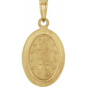 14K Yellow 15x11.5 mm Oval Hollow Miraculous Medal R45333:101:P