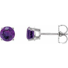 14K White 5 mm Natural Amethyst Stud Earrings 1874:70008:P